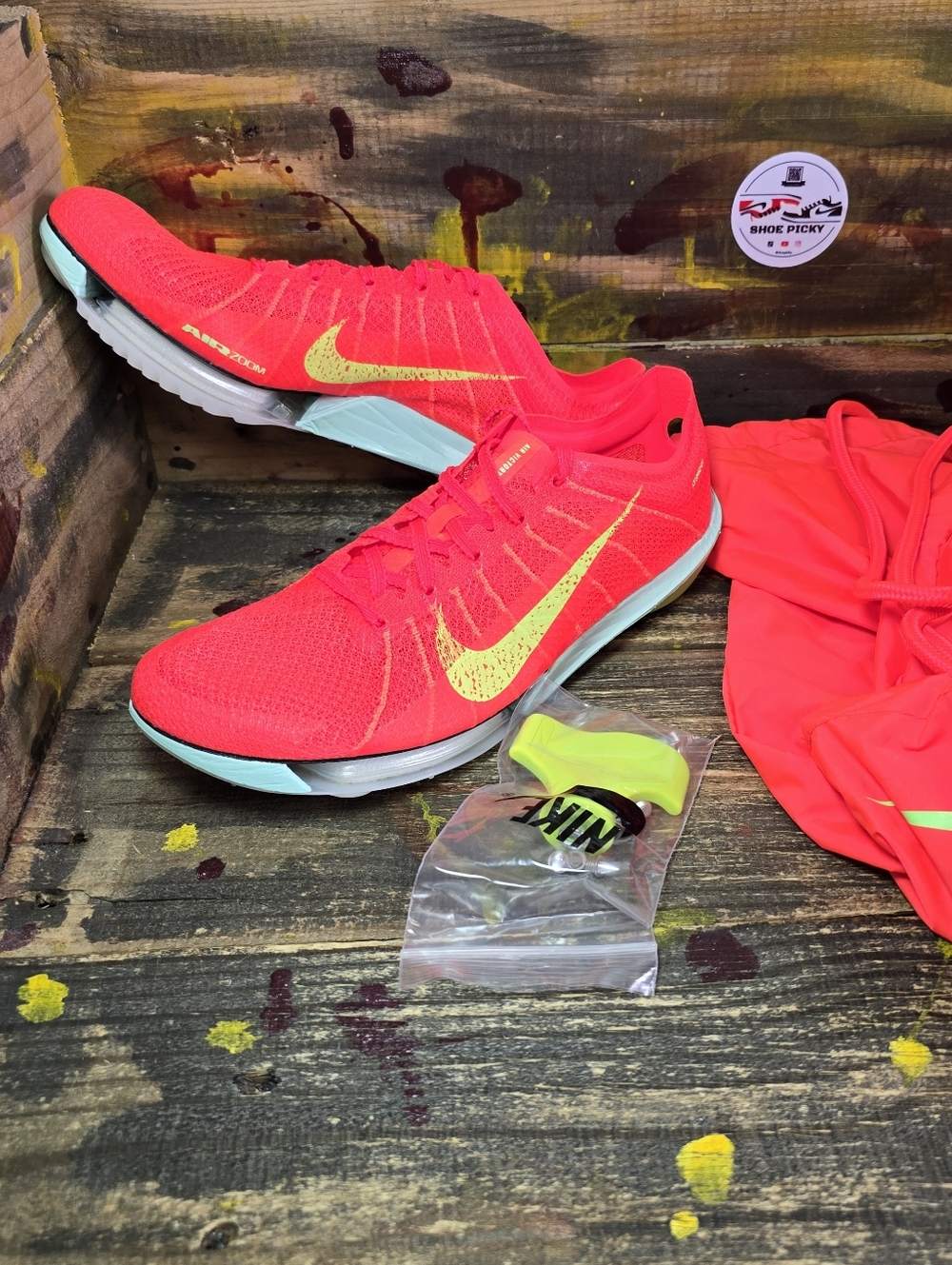 Nike‎ Air Zoom Victory 2 Spikes Bright Crimson Lime Men Sz 5.5, 6.5 FD8411-600